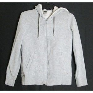 The North Face hooded jacket women small gray fleece full zip long sleeve pocket